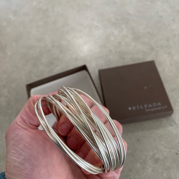 Silpada 21 Bangle Salute .925 Sterling Silver Interlocking Bracelet Set - Picture 3 of 3